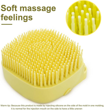 Pet Bath Brush Dog Baths Brush Shampoo Dispenser Soft Silicone Dog Bathing Brushes Dogs Shampoo Brushes Scrubbers for Cats and Dogs Shower Brush Grooming (Yellow)