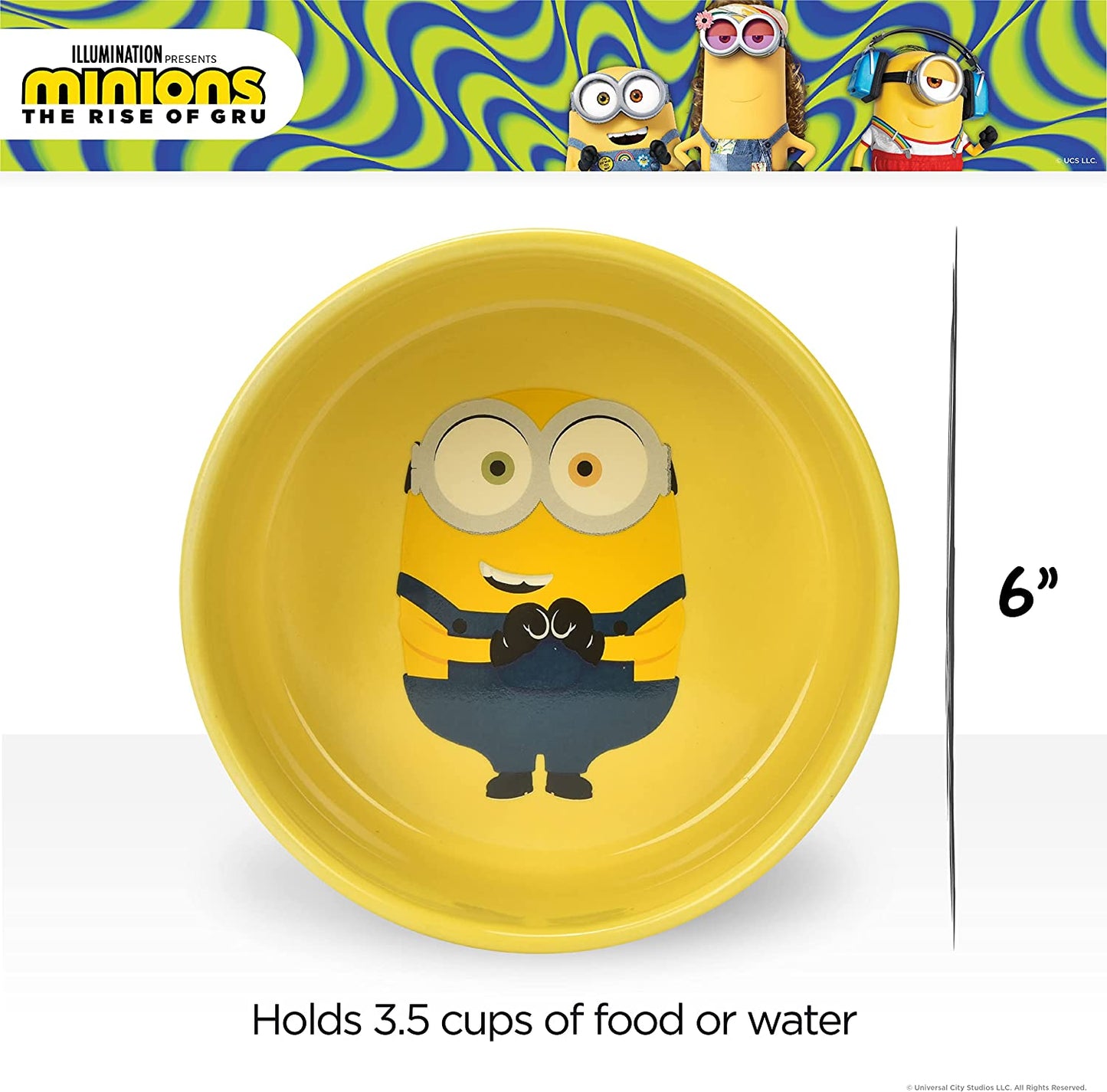 Bob Ceramic Dog Food or Water Bowl, 6" or 3.5 Cups | Gifts for  Fans and Their Pets | Officially Licensed Pet Product from Universal Studios