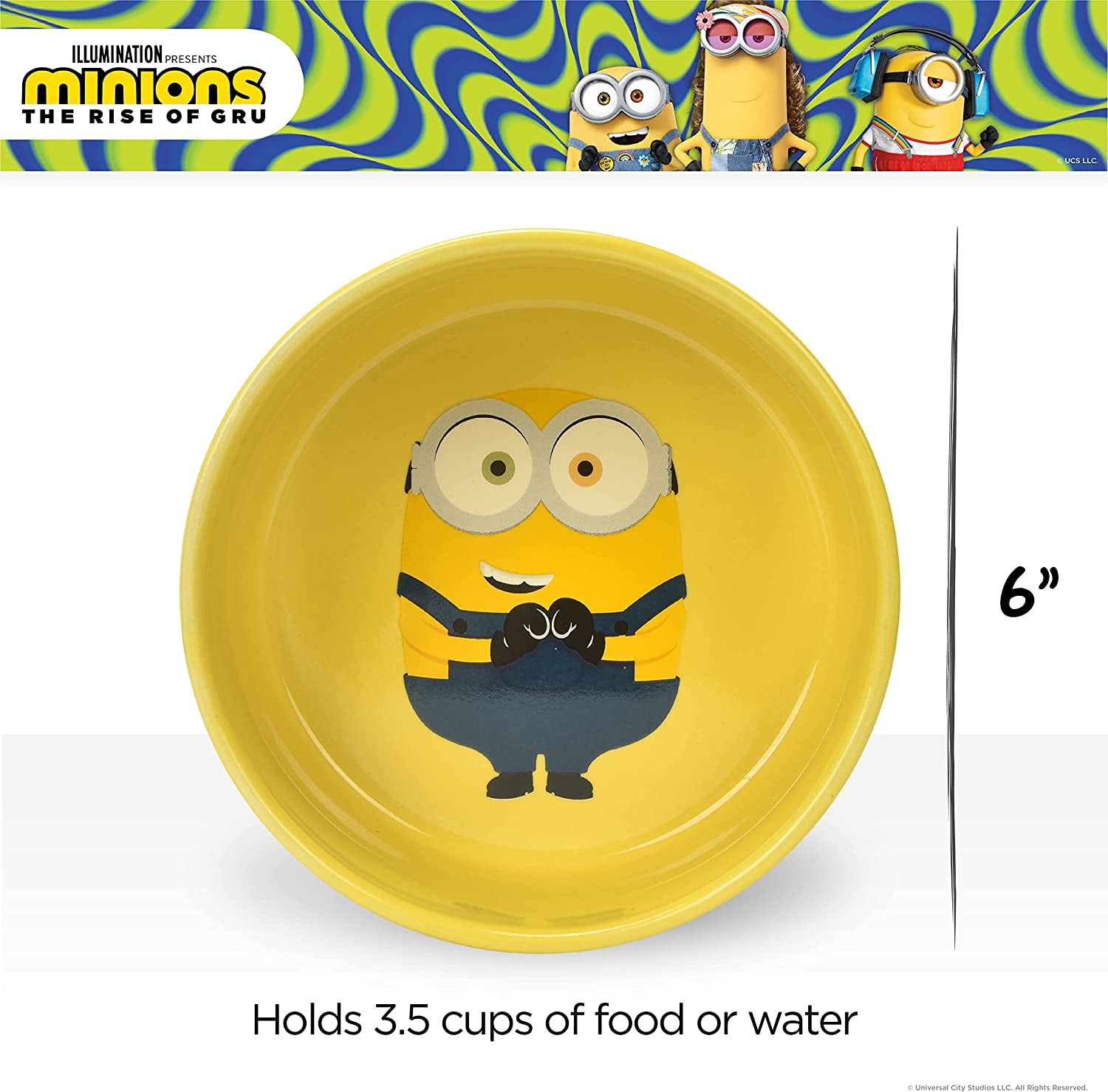 Bob Ceramic Dog Food or Water Bowl, 6" or 3.5 Cups | Gifts for  Fans and Their Pets | Officially Licensed Pet Product from Universal Studios